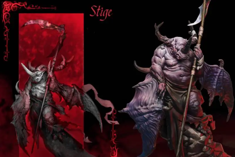 Styx — Dante's Inferno Canto VIII, 75mm collector STL miniature by Aradia. Dramatic infernal scene depicting the River Styx, presupported for resin 3D printing.